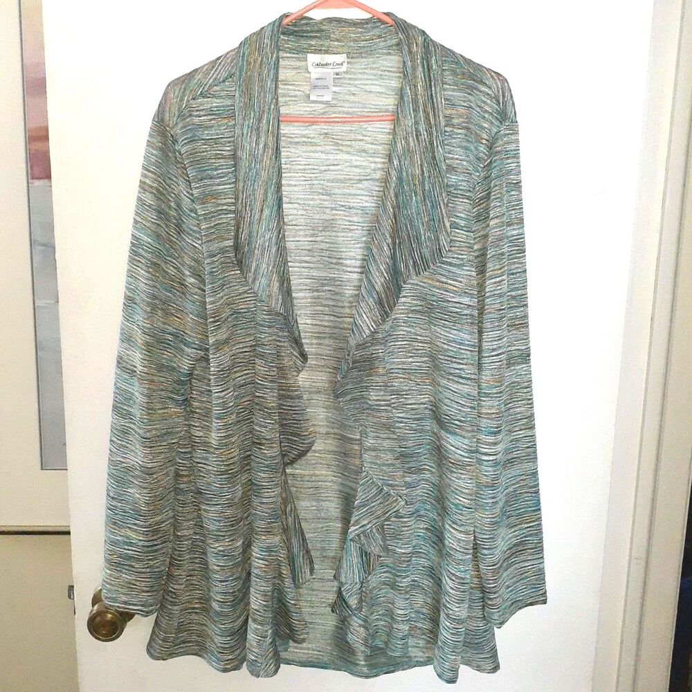 Coldwater Creek Cardigan Sweater Top Blue Green Multi-Color Women's Size Xl